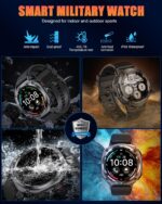 Military Smart Watches for Men(Answer/Make Calls), 1.39" HD Fitness Watch, 24/7 Heart Rate Sleep Monitor, Smart Watch for Men,114+ Sport Modes, IP68 Waterproof Smartwatch for Android iOS, 30Day, Black - Image 7
