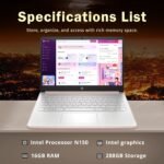 HP Stream 14" HD BrightView Laptop, Intel Celeron N150, 16GB RAM, 288GB Storage (128GB UFS + 160GB Docking Station Set), Intel UHD Graphics, 720p Webcam, Wi-Fi, 1 Year Office 365, Win 11 S, Gold - Image 3