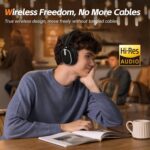 Hybrid Active Noise Cancelling Bluetooth Headphones,Bluetooth 6.0 Over Ear Wireless Headphones with 60H Playtime, Hi-Res Audio, Deep Bass, Memory Foam Ear Cups for Home Office Travel Black - Image 7