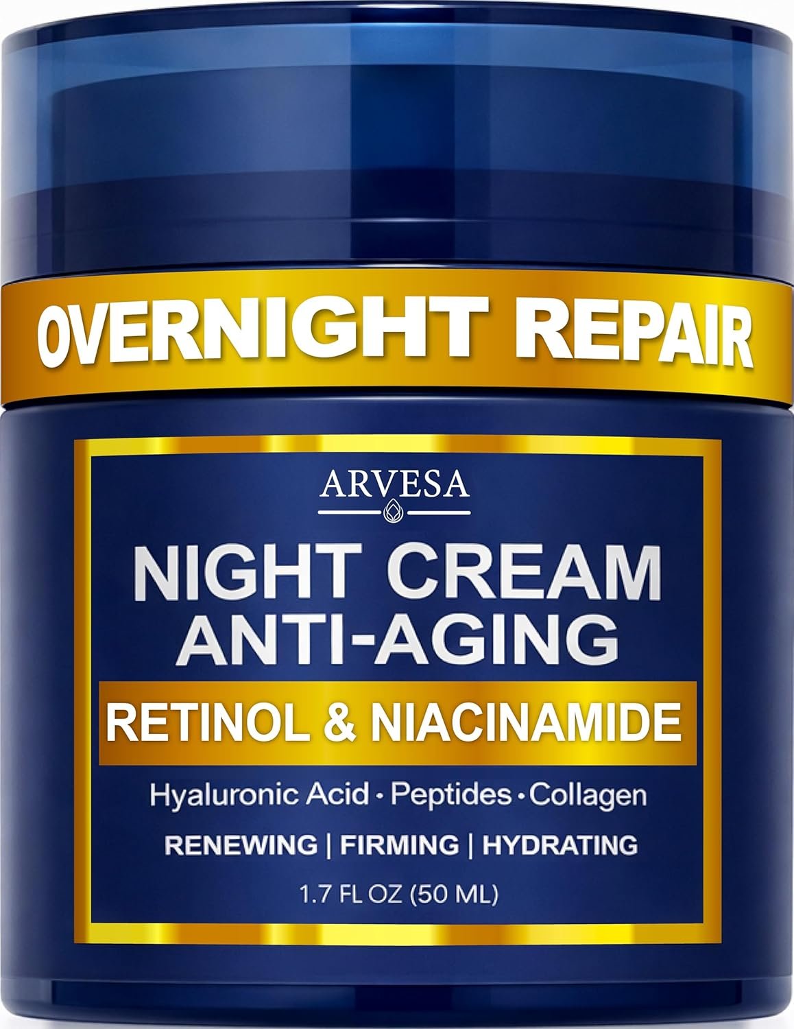 81rQS2RLeGL._SL1500_.jpg Night Cream for Women Anti Aging - Night Moisturizer for Face with Retinol, Peptides, Niacinamide - Anti-Wrinkle, Firming & Hydrating Skin Care - Fragrance-Free, Non Greasy Overnight Face Cream - Image 1