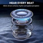 Pointcinco Hybrid Active Noise Cancelling Headphones, Over Ear Bluetooth 6.0 Wireless Headphones, 50H Playtime, Deep Bass, HiFi Stereo Sound, Lightweight Foldable for Travel, Home and Office(Black) - Image 5