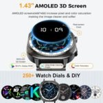 Smart Watch, 2026 AMOLED 1.43" Fitness Smartwatch for Men Women, Bluetooth 5.4 Call, 130+Sports Modes, 60+Days Flashlight, Heart Rate/Sleep Monitor, IP68 Waterproof Activity Tracker for Android iOS - Image 2