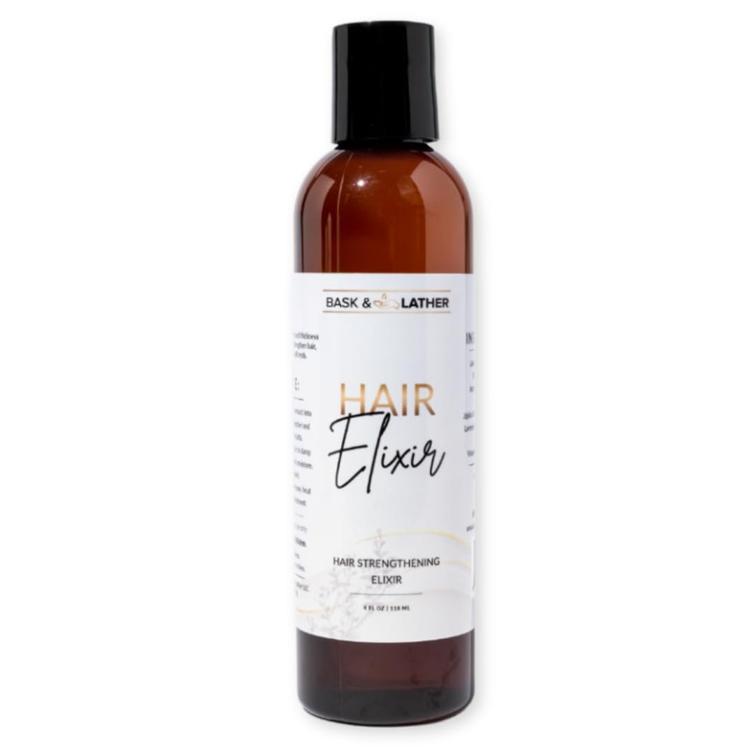 41o5uhYZx5L._SL1080_.jpg BASK & LATHER Elixir Hair Strengthening Oil, Jamaican Black Castor Oil, For Volume, Thickness, Detangle, De Frizz, Conditions New Hair Growth, 4 fl oz - Image 1