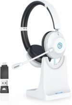Earbay Wireless Headset with Mic for Work, 6.0 Bluetooth Headset with AI ENC Mic(Noise Cancelling & Flip Mute), 2.4Ghz/USB Dongle Wireless Headphones for Office/PC/Call Center/Computer/Laptop/Teams