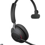 Jabra Evolve2 65 Bluetooth Wireless Headset with Mic for Calls and Music, Single-Ear Headphones with USB-A Adapter, Up to 37 Hours Battery, Works with Microsoft Teams, Black