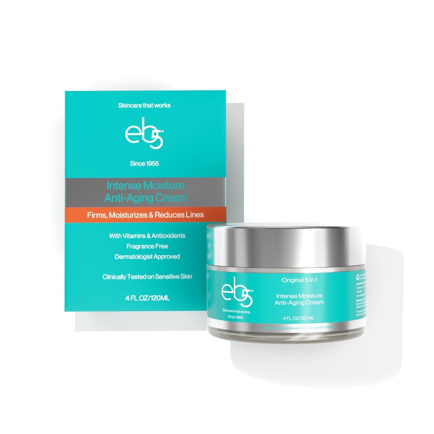 51r5DSfJYGL._SL1500_.jpg eb5 Intense Moisture Anti Aging Moisturizer Face and Neck Cream- Tone & Tighten Skin with Retinol, Fade Fine Lines and Wrinkles with Vitamin E, A and B5-4oz - Image 1
