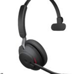 Jabra Evolve2 65 Bluetooth Wireless Headset with Mic for Calls and Music, Single-Ear Headphones with USB-C Adapter, Up to 37 Hours Battery, Works with Microsoft Teams, Black