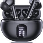Wireless Earbuds, Bluetooth 5.4 Headphones with 50H Playback, Deep Bass Stereo Ear Buds Clear Calls with LED Power Display, IPX7 Waterproof, in-Ear Earphones with Mic for Phone/Android/iPad, Jet Black