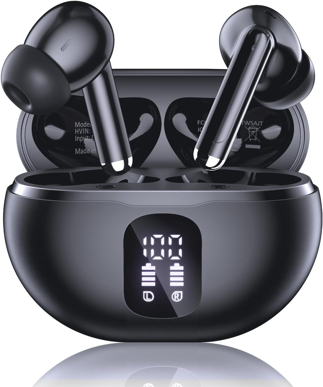 612iBQ-RkL._AC_SL1500_.jpg Wireless Earbuds, Bluetooth 5.4 Headphones with 50H Playback, Deep Bass Stereo Ear Buds Clear Calls with LED Power Display, IPX7 Waterproof, in-Ear Earphones with Mic for Phone/Android/iPad, Jet Black - Image 1