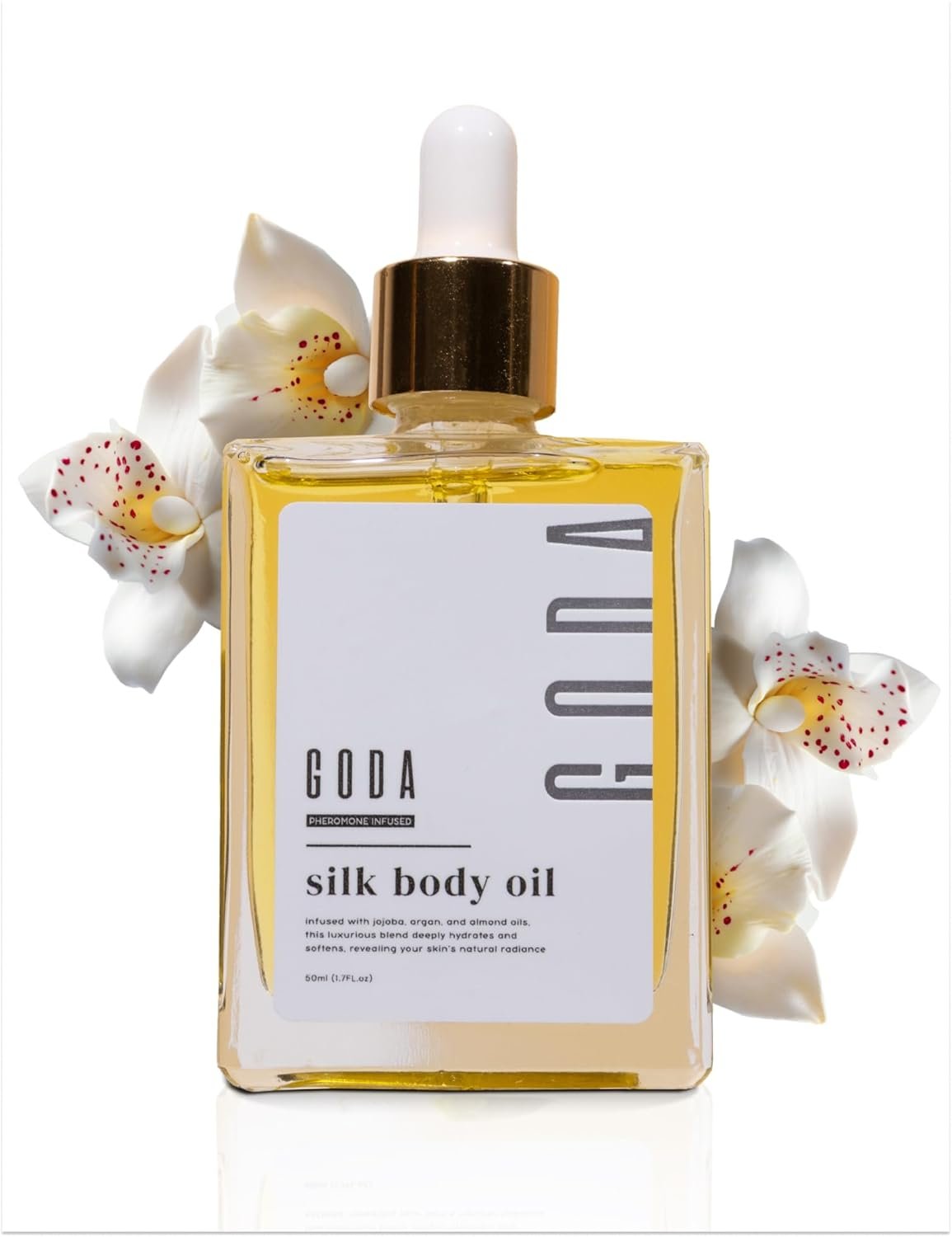 61HOPZ3fQoL._SL1500_.jpg GODA Silk Body Oil Women - Firming Anti Aging Moisturizing Formula, Crepey Skin Hydrating After Shower, Scented Organic Blend Premium Skincare - Image 1