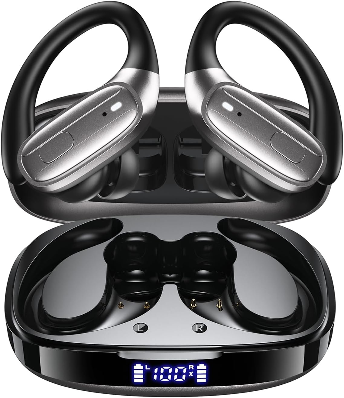 61T-v5UOXUL._AC_SL1500_.jpg LEEMC Wireless Earbuds, Bluetooth Headphones 5.4, Ear Buds with Hooks for Sports, 80Hr Playtime Earphones, LED Display, IPX7 Waterproof Headset for Workout Running, Taupe - Image 1