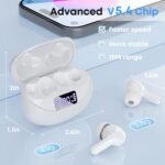 Wireless Earbuds, Bluetooth 5.4 HiFi Stereo Headphones with Noise Cancelling Mic, 50H Playback in Ear Buds with LED Digital Display, IPX7 Waterproof Earphones for Office/Running/Workout White - Image 6
