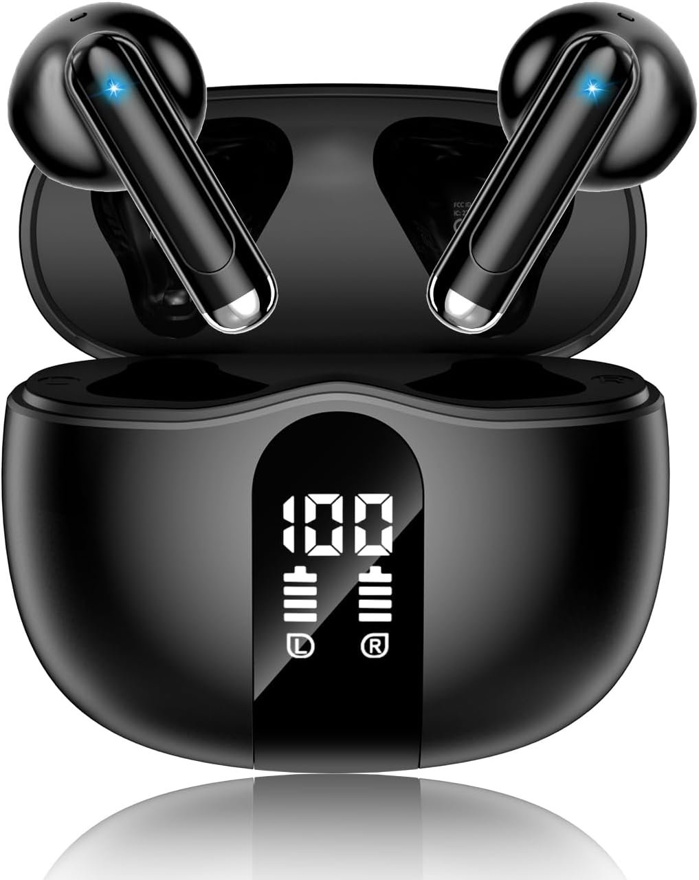 61aSuH86kYL._AC_SL1500_.jpg XIAOWTEK Wireless Earbuds, 2026 Bluetooth 5.4 Headphones Bass Stereo Ear Buds with Noise Cancelling Mic, LED Display in Ear Earphones 50H Playtime Ear Buds, IP7 Waterproof for Laptop Pad Phones Black - Image 1