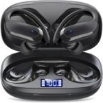 Wireless Earbuds,Bluetooth 5.4 Ear buds,Sport Headphones with Earhooks,IPX7 Waterproof Bluetooth Headphones,80H Playtime Earbuds,Weight 7.8g,Noise Cancelling Mic for Earphones Running & Workout-Black