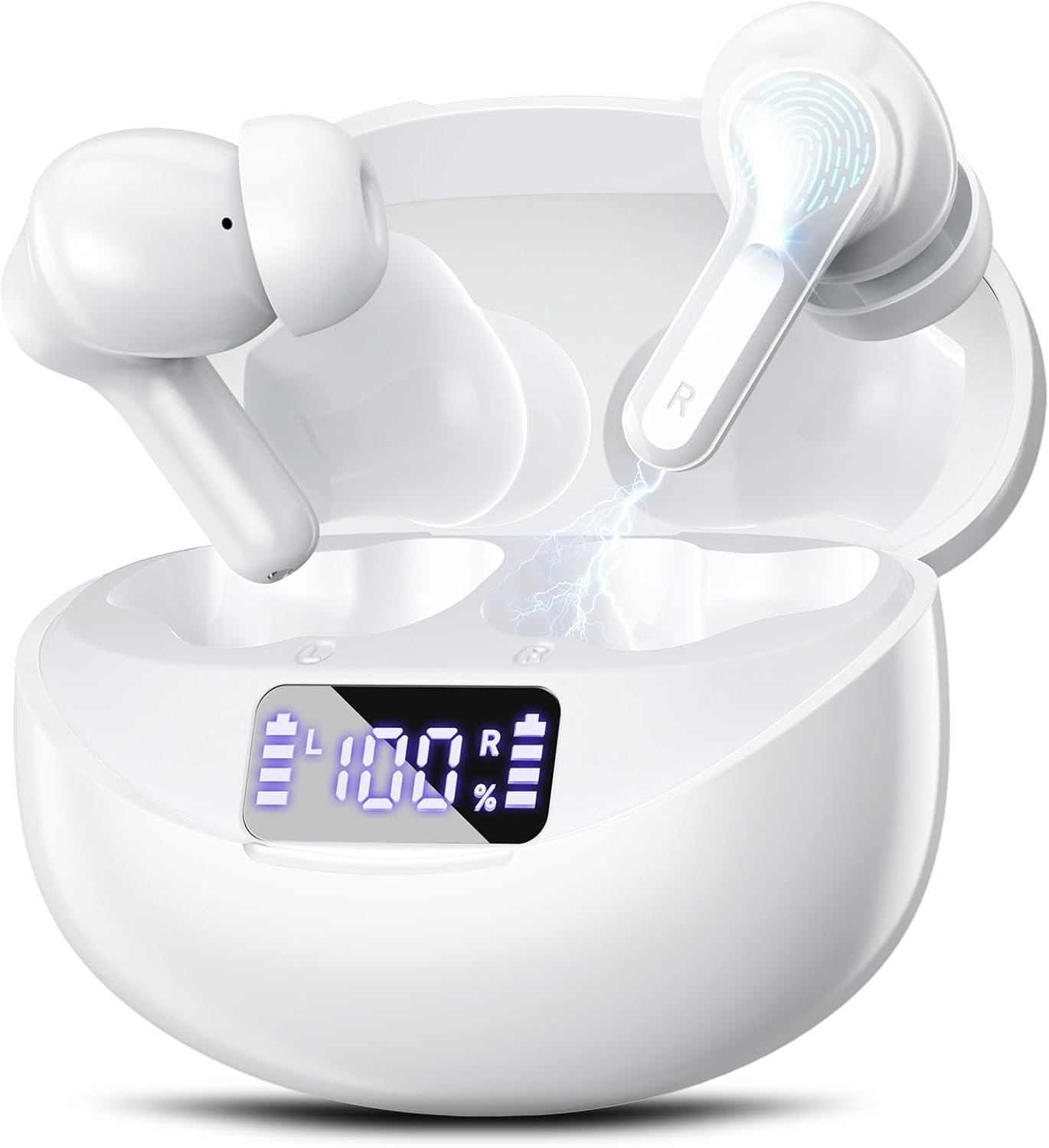 61oPiKRcbvL._AC_SL1500_.jpg Wireless Earbuds, Bluetooth 5.4 HiFi Stereo Headphones with Noise Cancelling Mic, 50H Playback in Ear Buds with LED Digital Display, IPX7 Waterproof Earphones for Office/Running/Workout White - Image 1