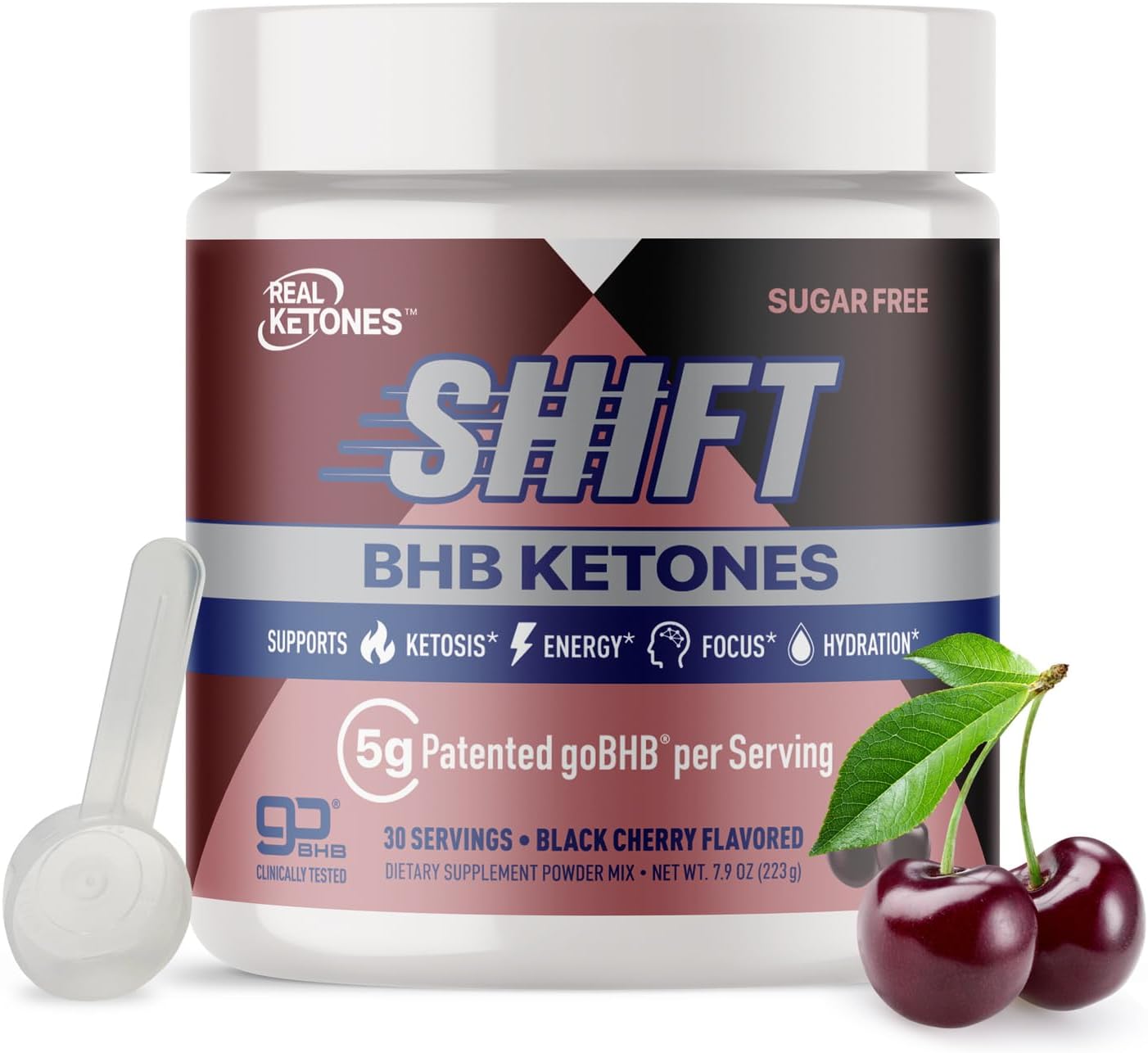 61rcR5PlHlL._AC_SL1500_.jpg Real Ketones BHB Exogenous Ketones Energy Powder Sugar Free Electrolyte Powder with 4 Main Fasting Electrolytes & Hydrating Patented BHB Ketones for Energy & Focus (Black Cherry, 30 Servings) - Image 1