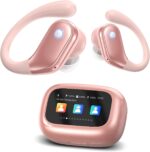 jaddsa Wireless Earbuds, 2026 ENC Noise Cancelling Ear Buds with Smart Touchscreen, Bluetooth 5.4 Headphones, Bass Stereo Sound Over-Ear Earbuds, 5 EQ Modes for Sports/Travel/Gym- Rose Gold