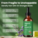 Hair Growth Oil with Rosemary Castor Oil Vegan Strengthening Formula for Thinning Hair Regrowth Treatment in Natural Vegan Hair Serum to Nourish Scalp Stimulate Follicles 3PCS for Man and Women - Image 2