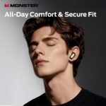 Monster N-Lite 217 Wireless Earbuds, Bluetooth 6.0 Stereo Headphones with Powerful Bass, Built-in Smart Noise Cancelling Mic for Clear Calls, Comfortable Fit, 32H Playtime, IPX5 Waterproof, Black - Image 2