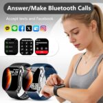 Smart Watch, 2.01" AMOLED Curved Touchscreen Fitness Watch for Men Women, IP68 Waterproof, 24/7 Heart Rate/Sleep Monitor, Fitness Tracker with Pedometer, 120+ Sports Modes, Smartwatch for Android iOS - Image 3