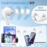 Wireless Earbuds, Bluetooth 5.4 HiFi Stereo Headphones with Noise Cancelling Mic, 50H Playback in Ear Buds with LED Digital Display, IPX7 Waterproof Earphones for Office/Running/Workout White - Image 4