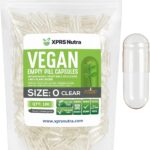 XPRS Nutra Size 0 Empty Capsules - 100 Clear Count Empty Vegan Capsules - Vegetarian Pill - DIY Vegetable Capsule Filling -Veggie Pills for Do-It-Yourself Supplements