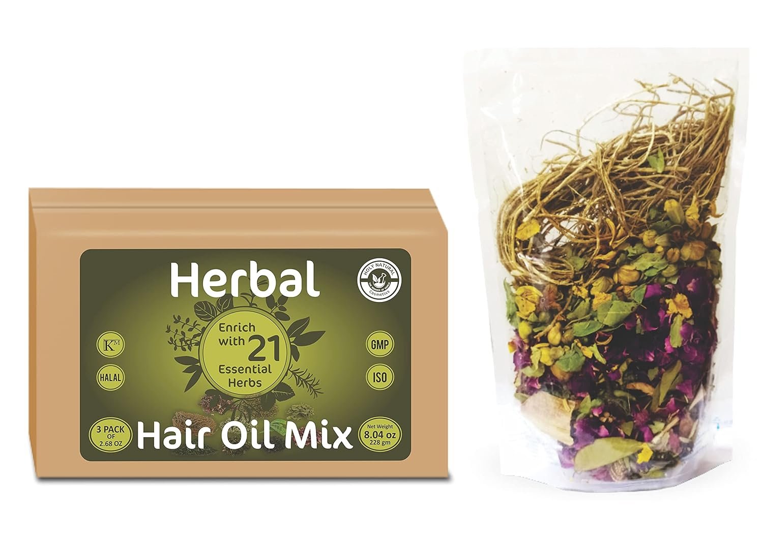 71FSAdIPmDL._SL1500_.jpg Herbal Hair Oil Mix | 76 g x 3 packs | 21 Essential herbs for hair growth | Make your own hair oil with 21, 100% Natural herbs & Seeds | Product of India - Image 1