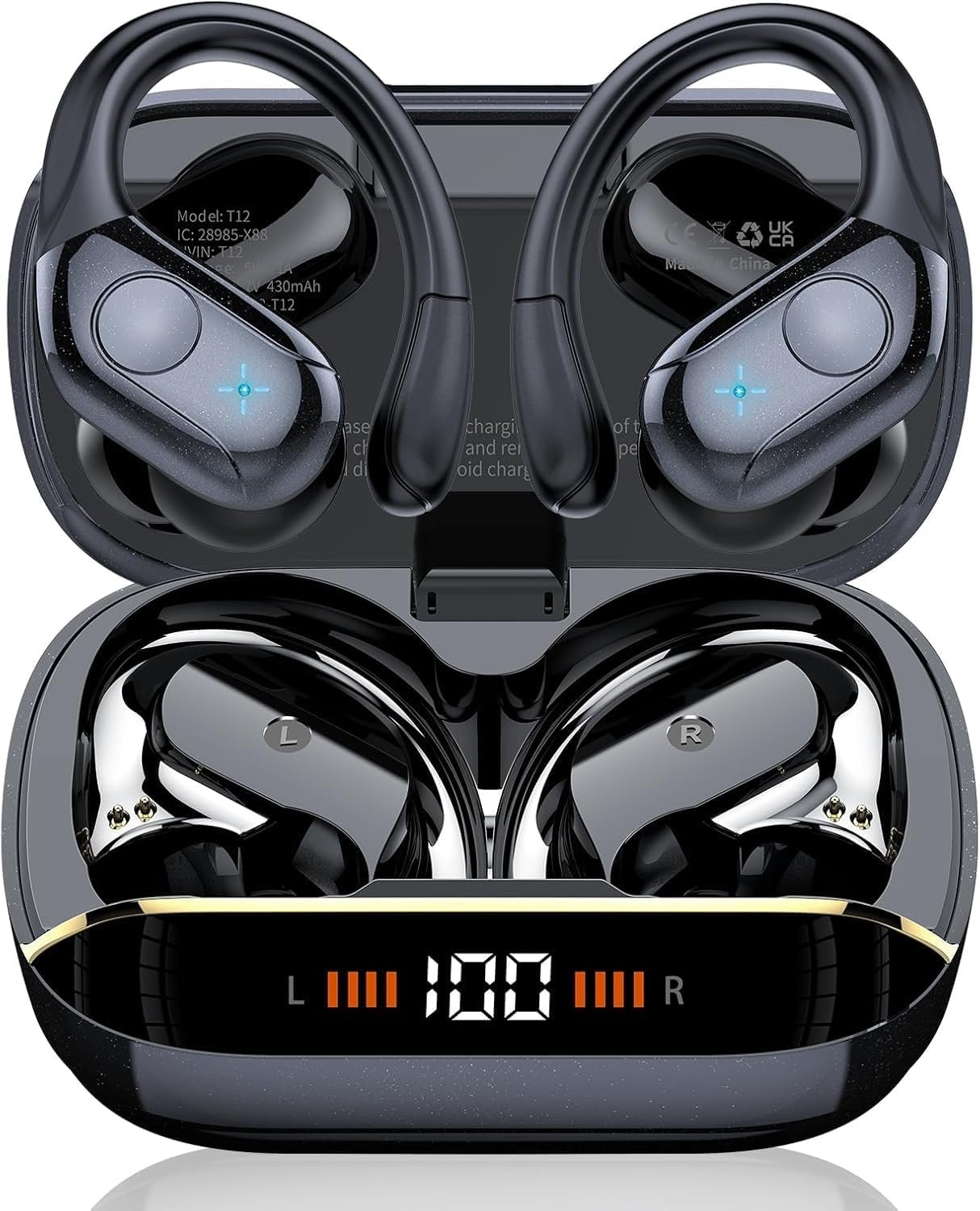 71FUZ7-iLJL._AC_SL1500_.jpg Qecnato Wireless Earbuds Bluetooth 5.4 Headphones 75H Stereo Deep Bass Sports Over Ear Buds with Earhooks, LED Display Bluetooth Earbuds with 4 ENC Mic, IP7 Waterproof Earphone for Running - Image 1