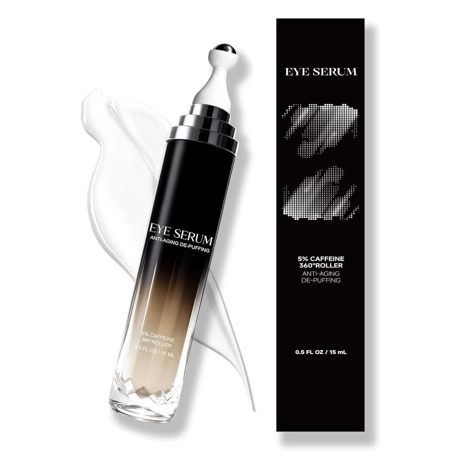 71ILkGbTJUL._SL1500_.jpg Eye Cream with 360° Roller, Anti Aging Treatment for Wrinkles & Fine Lines, Caffeine Under Eye Serum for Dark Circles & Puffiness, Retinol Peptides, 0.5 fl oz - Image 1