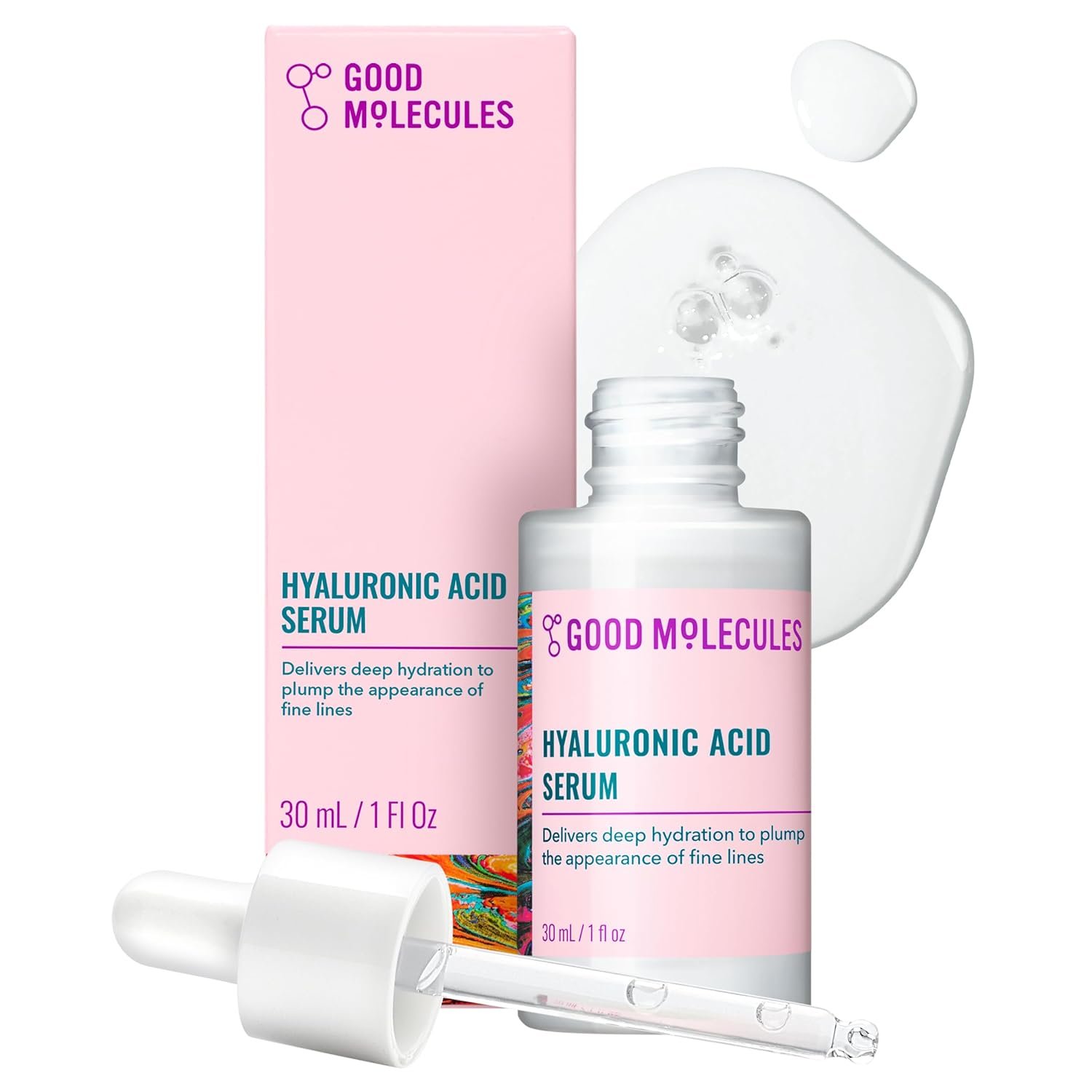 71K9pvIaZhL._SL1500_.jpg Good Molecules Hyaluronic Acid Serum - 1% Hyaluronic Acid Non-greasy Ultra Hydrating Serum, Facial Moisturizer for Plumper Skin, Skin Care for Face - Image 1