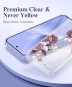 GVIEWIN for Google Pixel 10a Case with Screen Protector, [Military Grade Drop Protection] Non Yellowing Clear Floral Slim Phone Cover for Women 2026 6.3"(Cherry Blossoms/Purple) - Image 3
