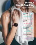 Smart Watch for Women for iPhone Android: 1.85"Smartwatch with Make/Answer Call Sleep Heart Rate SpO2 Blood Pressure Monitor IP68 Waterproof 120+Sport Mode Fitness Tracker 1000mAh Battery 2Bands Pink - Image 3