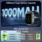 Smart Watch for Men Women, 1000mAh Battery 100-Day Standby Time, 1.85" HD Screen Fitness Tracker, 110+ Sport Modes, IP68 Waterproof, Heart Rate/Sleep Monitor, Fitness Watch for Android/iOS (Black) - Image 8