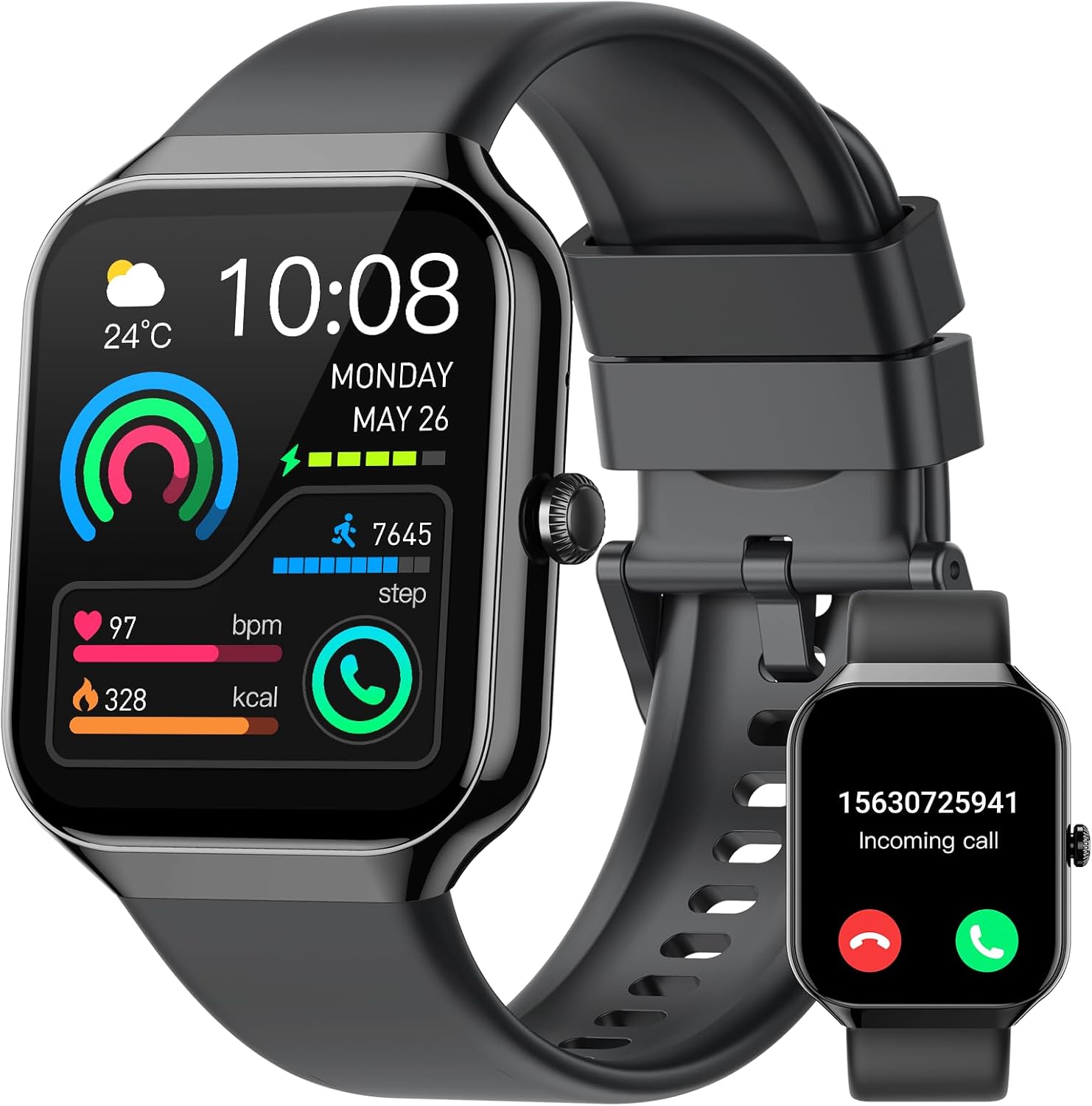 71Nd69-7YiL._AC_SL1500_.jpg Smart Watch, 1.96" HD Smartwatch for Men Women (Answer/Make Call), 2026 Fitness Activity with Heart Rate/Sleep Monitor/Pedometer, IP68 Waterproof, 113+ Sport Modes Running Watch for Android iOS - Image 1