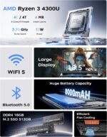 MALLRACE Laptop,18.5 Inch Laptops Computer with 8000 mAh Battery,AMD Ryzen 4300U (up to 3.7GHz),16GB DDR4 RAM 512GB SSD,WiFi,Dual Type-C,2026 Windows 11 Laptops for Business Office Student - Image 2