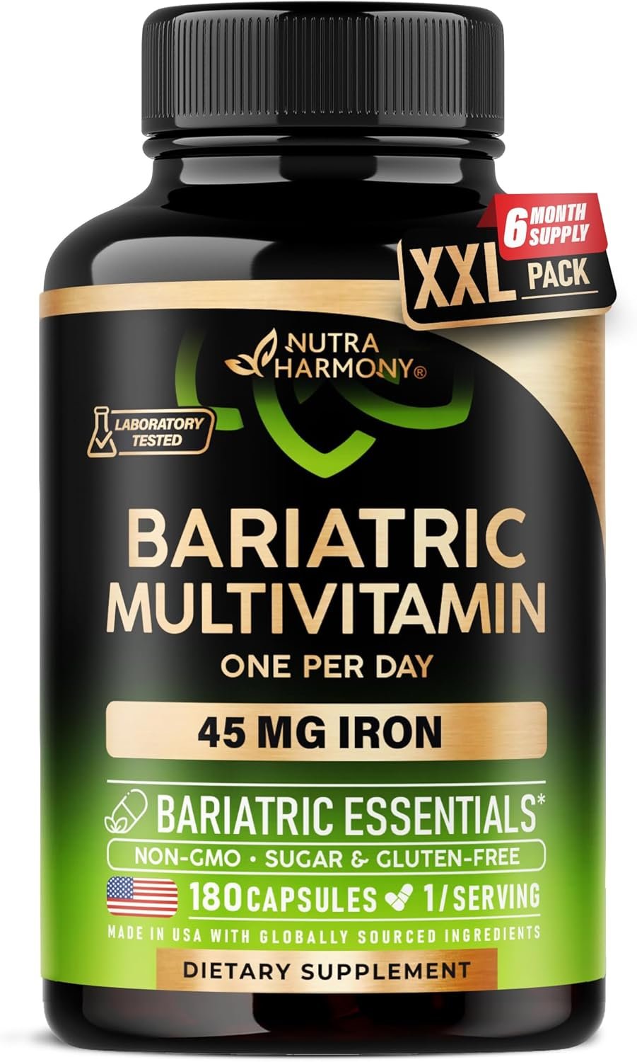 71Qf24UcEL._AC_SL1500_.jpg Bariatric Multivitamin - 45 mg Iron Supplements - Made in USA - for Women & Men - All-in-One, 21 Essential Vitamins - Gastric Sleeve Support - Free of Sugar, Gluten & Soy - 180 Capsules, Once Daily - Image 1