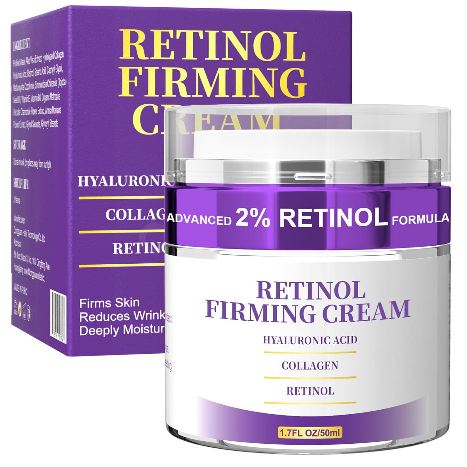 71SadbxsLL._SL1500_.jpg Retinol Cream for Face, Neck Creams for Tightening and Firming, Anti Aging Face Moisturizer for Face, Day & Night Moisturizing with Collagen, Hyaluronic Acid for Sagging Skin, Wrinkle, 1.7 Fl OZ - Image 1