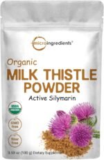 Organic Milk Thistle Tea Powder, 3.5 ounces | Up to 400 Servings | Premium Milk Thistle Liver Detox Supplement | Contains 80% Active Silymarin | Non-GMO, Vegan Friendly, Eco-Friendly Recyclable Bags