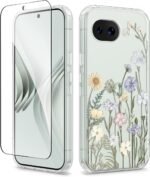 GVIEWIN for Google Pixel 10a Case with Screen Protector, [Military Grade Drop Protection] Non Yellowing Clear Floral Slim Phone Cover for Women 2026 6.3"(Vibrant Spring)