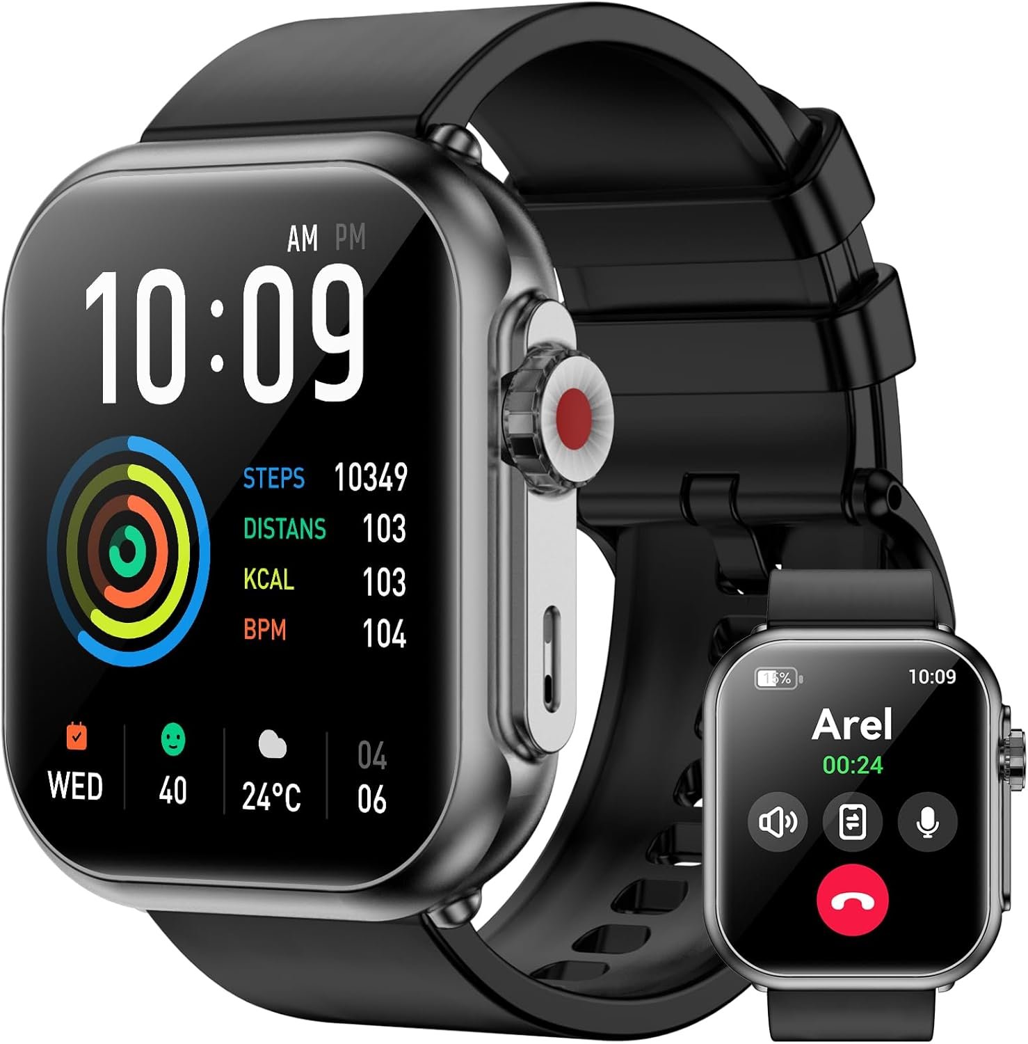 71Zl-HCjVLL._AC_SL1500_.jpg Smart Watch for Men Women, 1000mAh Battery 100-Day Standby Time, 1.85" HD Screen Fitness Tracker, 110+ Sport Modes, IP68 Waterproof, Heart Rate/Sleep Monitor, Fitness Watch for Android/iOS (Black) - Image 1
