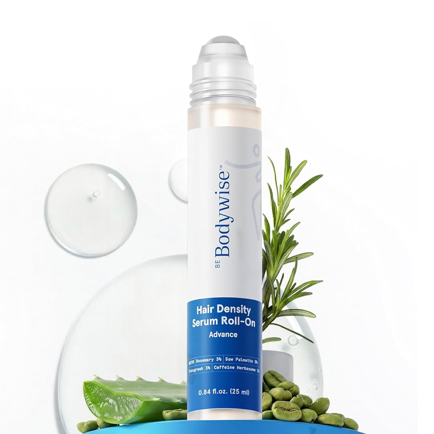 71ZrZiHZKL._SL1500_.jpg Be Bodywise Hair Growth Serum Roll On - 5% Saw Palmetto, 3% Rosemary Oil for Hair Growth, 3% Fenugreek,1% Caffeine Herbasome | Serum for Hair Loss & Hair Regrowth For Men & Women 25ml/0.84 fl oz - Image 1