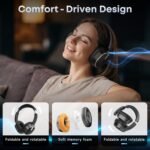 Hybrid Active Noise Cancelling Bluetooth Headphones,Bluetooth 6.0 Over Ear Wireless Headphones with 60H Playtime, Hi-Res Audio, Deep Bass, Memory Foam Ear Cups for Home Office Travel Black - Image 7