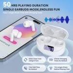 Wireless Earbuds, Bluetooth 5.4 HiFi Stereo Headphones with Noise Cancelling Mic, 50H Playback in Ear Buds with LED Digital Display, IPX7 Waterproof Earphones for Office/Running/Workout White - Image 3