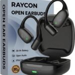 Raycon Essential Open Ear Earbuds – Open Ear Headphones, Earbuds Wireless Bluetooth, Sweat & Water-Resistant Earphones, Running Headphones with Ultra-Lightweight Design, 36 Hours Battery Life (Black)
