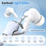 Wireless Earbuds, Bluetooth 5.4 HiFi Stereo Headphones with Noise Cancelling Mic, 50H Playback in Ear Buds with LED Digital Display, IPX7 Waterproof Earphones for Office/Running/Workout White - Image 5