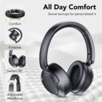 Hybrid Active Noise Cancelling Bluetooth Headphones, Wireless Over Ear Headphones with Bluetooth 5.4, 80H Playtime, Stereo Sound, 6 ENC Clear Call Mic, Low Latency for Travel Office Workout - Image 6