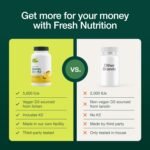 Fresh Nutrition Vegan Vitamin D3 + K2 Capsules - 5000 IU D3 + 100mcg K2 as MK-7 for Optimal Absorption - Immune Health, Bone Health, Mood - Non GMO - 90 Capsules, 3 Month Supply - Image 3