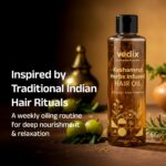 Vedix Keshamrut Herbs Infused Ayurvedic Hair Oil With Bhringraj, Amla & Rosemary I Control Hair Fall & Boost Hair Growth I 16+ Whole Herbs, Leaves & Flowers I No Mineral Oils & Chemicals (200ml) - Image 2