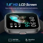 Smart Watches for Men Android & iPhone, 1.8" HD Alexa Built-in Smartwatches Fitness Tracker Watch with Bluetooth Calls, IP68 Waterproof, Heart Rate/Sleep/SpO2 Monitor, 110 Sport Modes - Black - Image 7