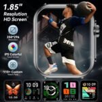 Smart Watch for Men Women, 1000mAh Battery 100-Day Standby Time, 1.85" HD Screen Fitness Tracker, 110+ Sport Modes, IP68 Waterproof, Heart Rate/Sleep Monitor, Fitness Watch for Android/iOS (Black) - Image 6
